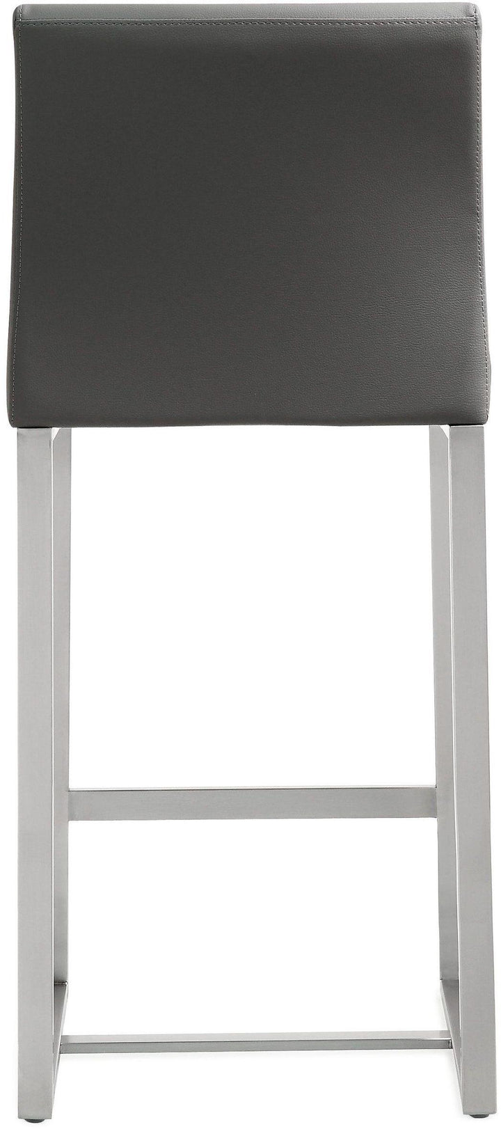 Denmark Grey Performance Vegan Leather Counter Stool with Silver Base - Set of 2