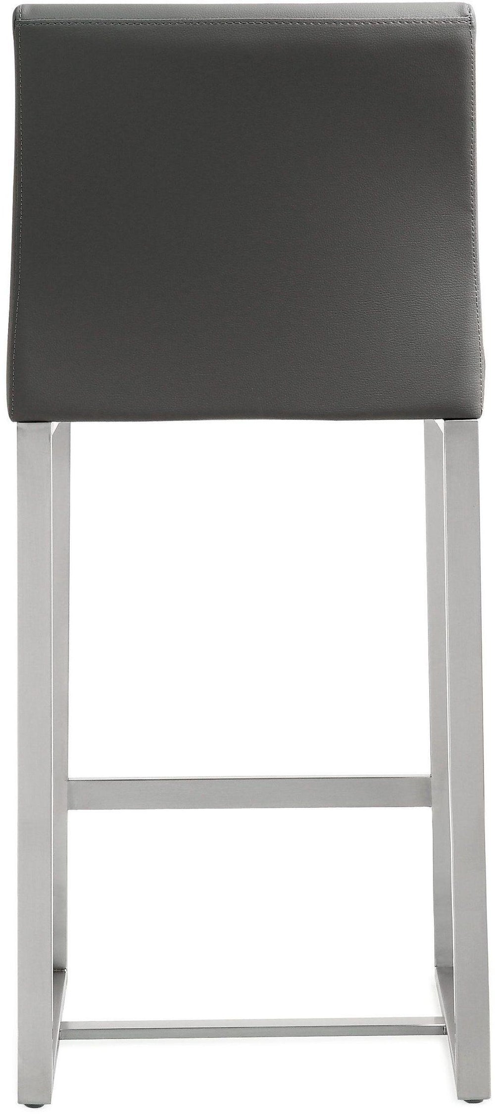 Denmark Grey Performance Vegan Leather Counter Stool with Silver Base - Set of 2