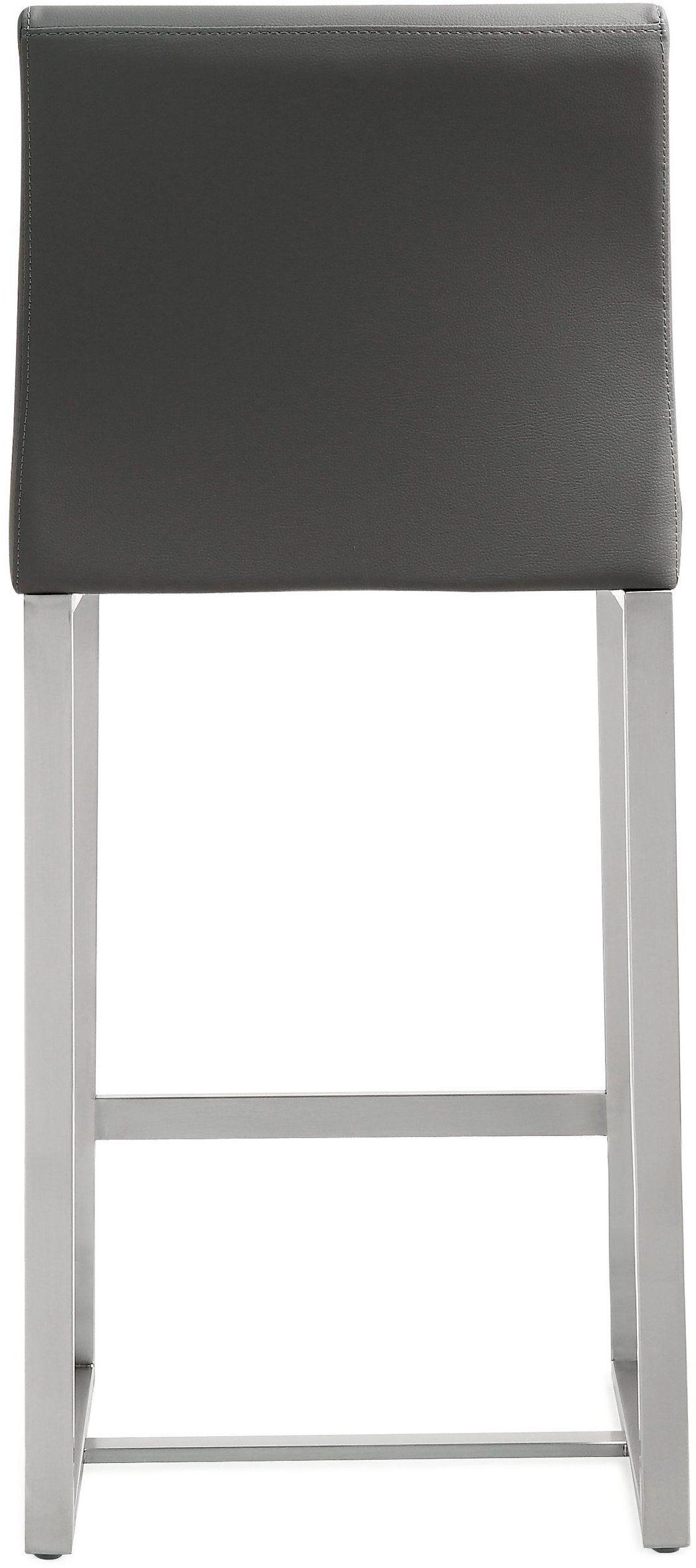 Denmark Grey Performance Vegan Leather Counter Stool with Silver Base - Set of 2