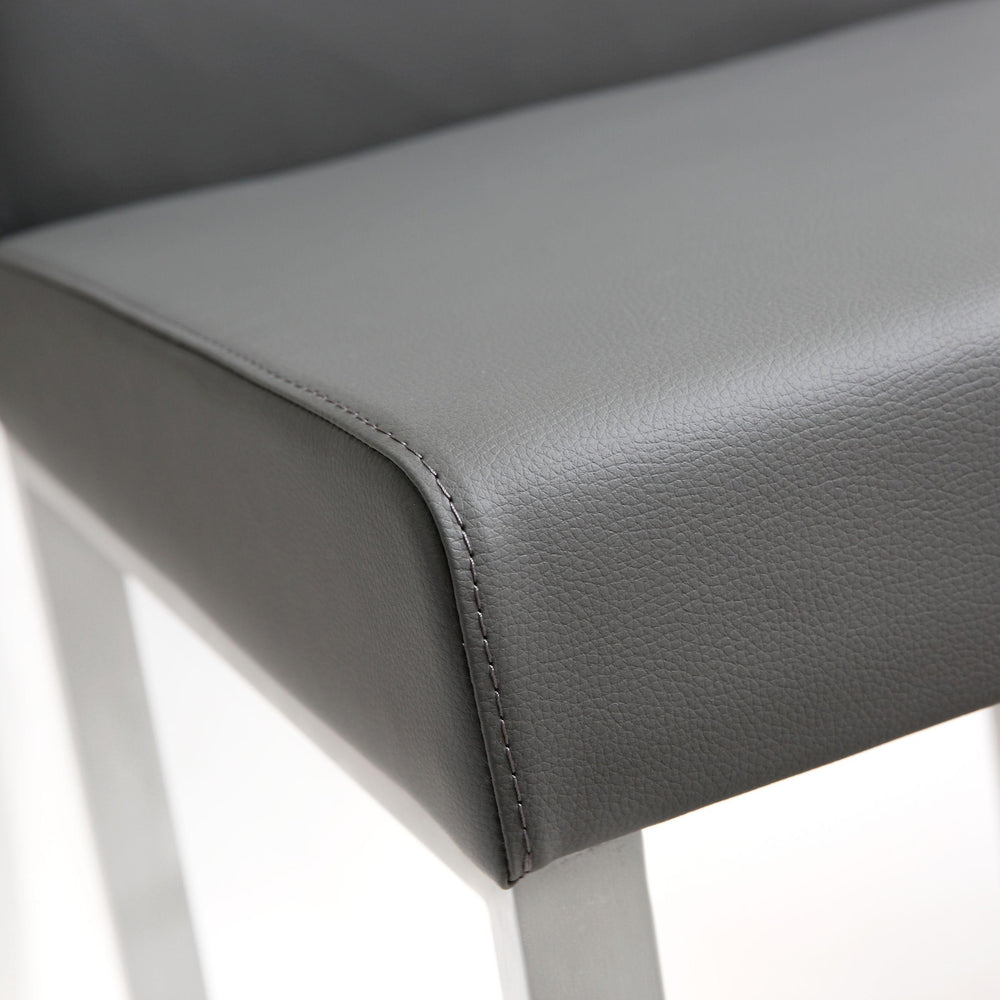 Denmark Grey Performance Vegan Leather Counter Stool with Silver Base - Set of 2