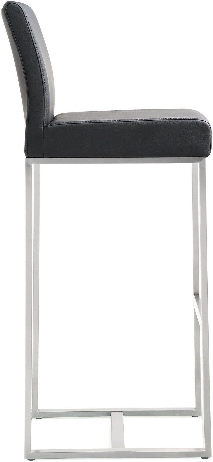 Denmark Black Performance Vegan Leather Bar Stool with Silver Base - Set of 2