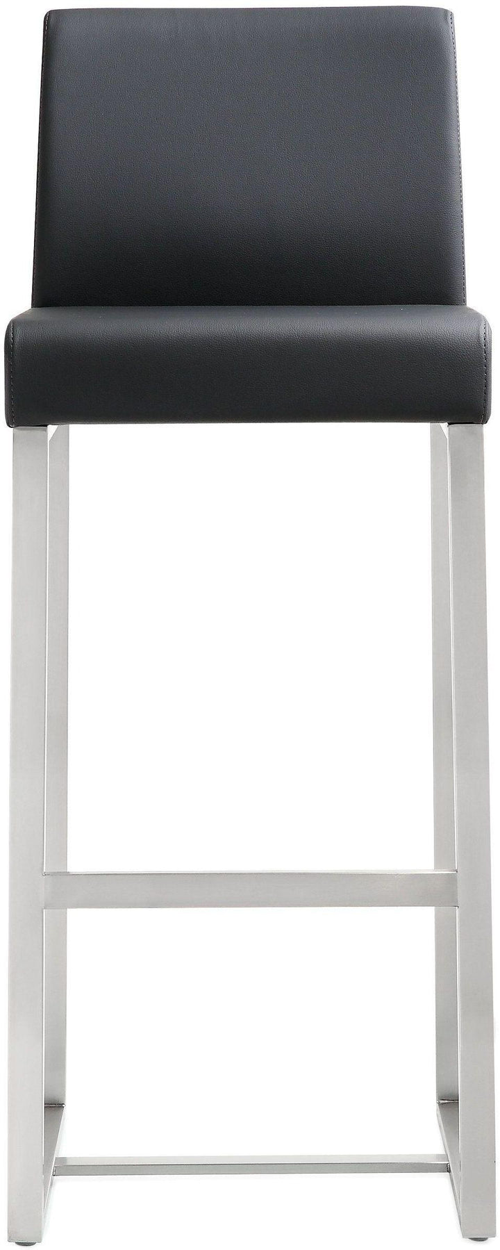 Denmark Black Performance Vegan Leather Bar Stool with Silver Base - Set of 2