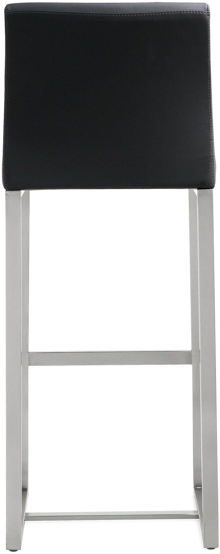 Denmark Black Performance Vegan Leather Bar Stool with Silver Base - Set of 2