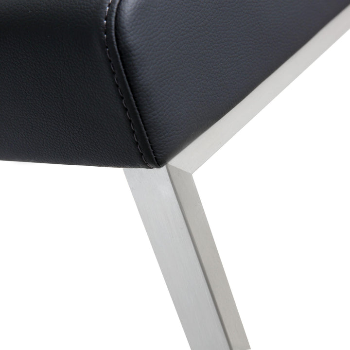 Denmark Black Performance Vegan Leather Bar Stool with Silver Base - Set of 2