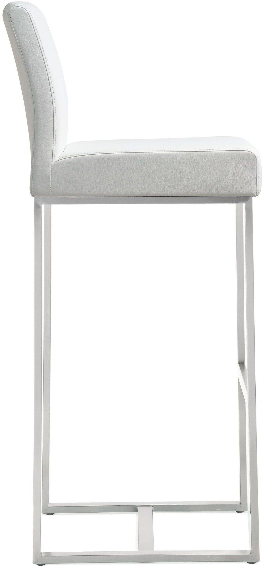 Denmark White Performance Vegan Leather Bar Stool with Silver Base - Set of 2