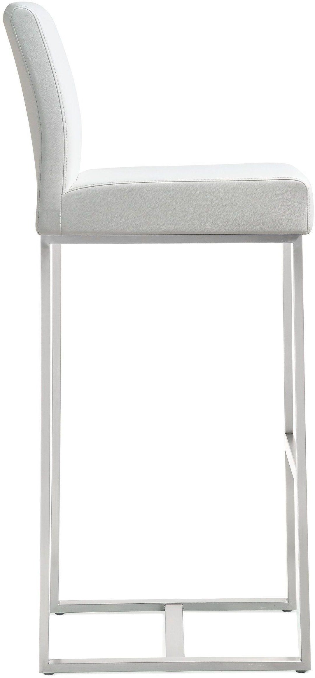 Denmark White Performance Vegan Leather Bar Stool with Silver Base - Set of 2