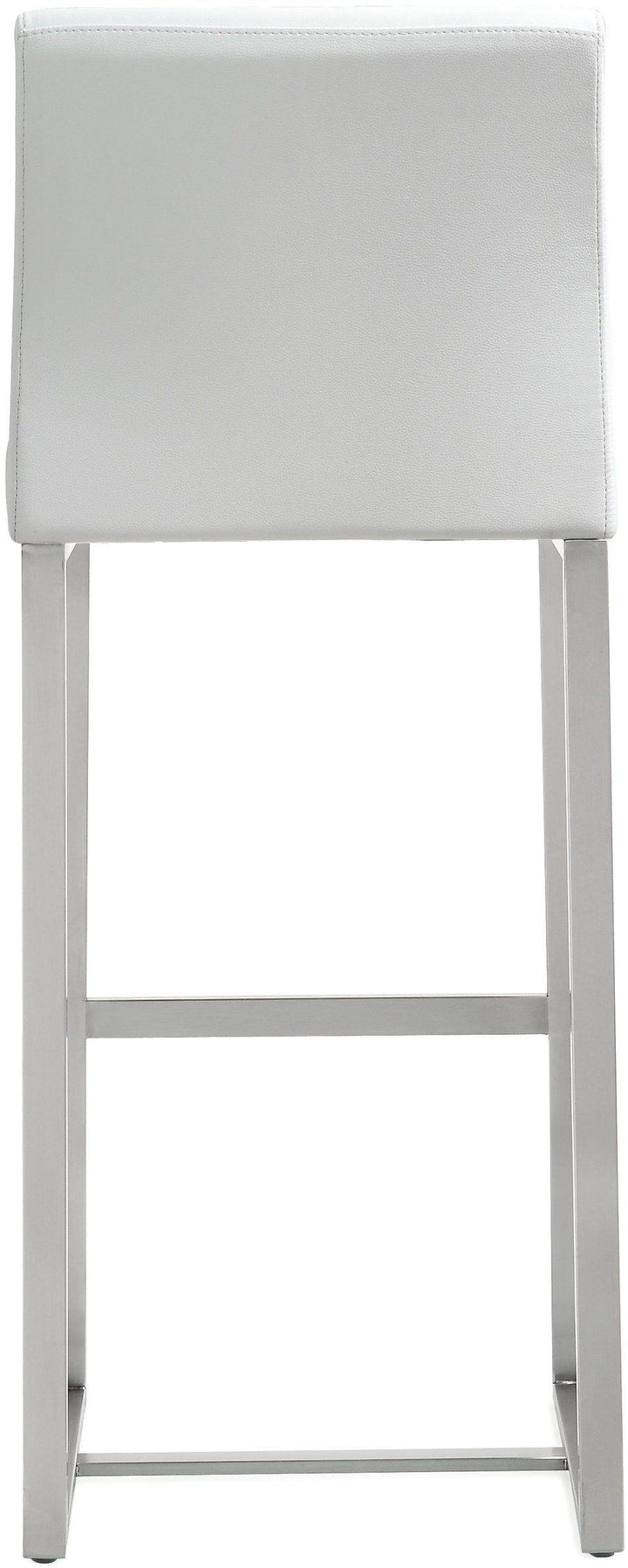 Denmark White Performance Vegan Leather Bar Stool with Silver Base - Set of 2