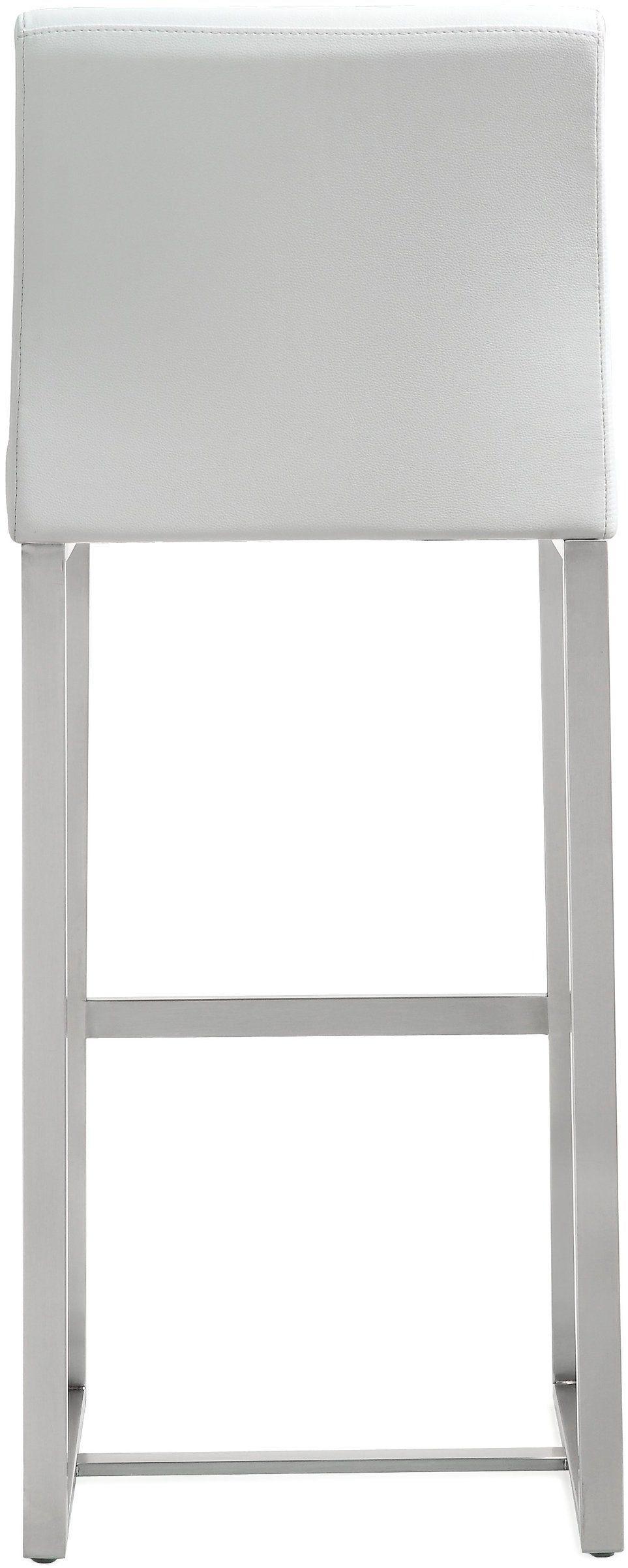 Denmark White Performance Vegan Leather Bar Stool with Silver Base - Set of 2