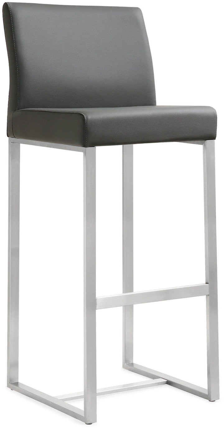 Denmark Grey Performance Vegan Leather Bar Stool with Silver Base - Set of 2