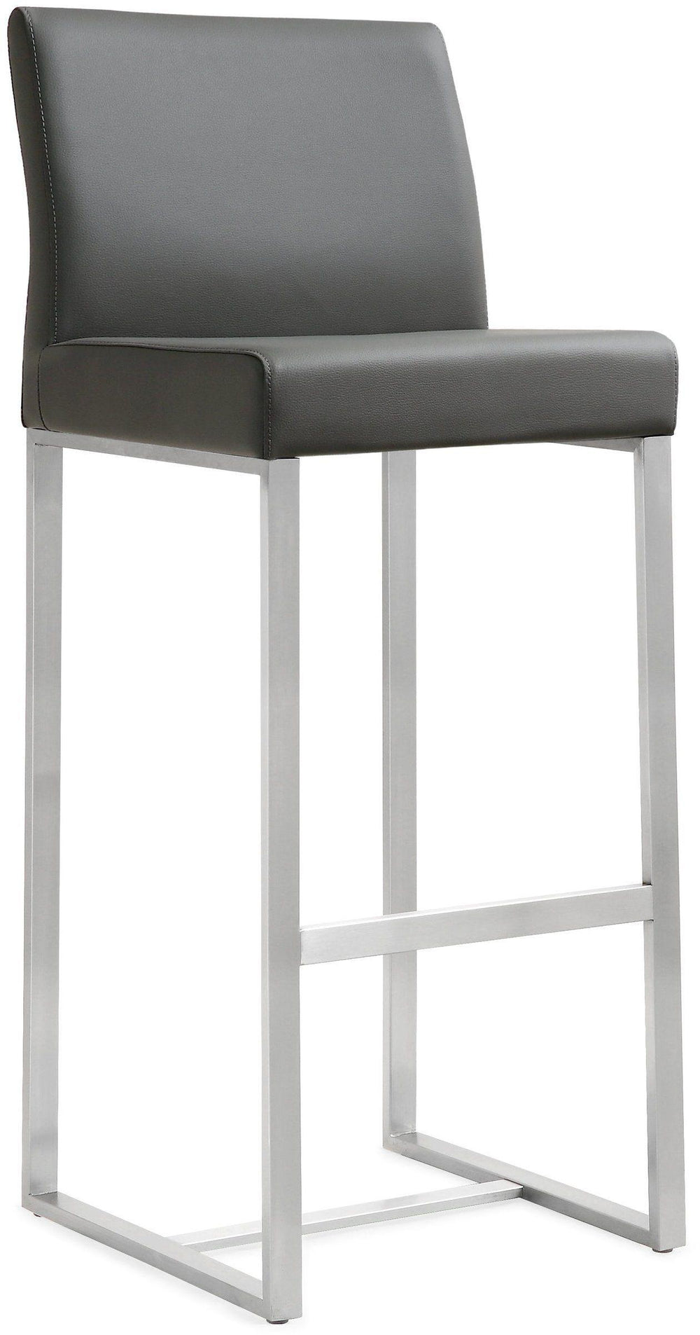 Denmark Performance Vegan Leather Stool with Silver Base - Set of 2