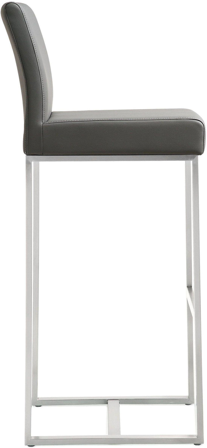Denmark Grey Performance Vegan Leather Bar Stool with Silver Base - Set of 2