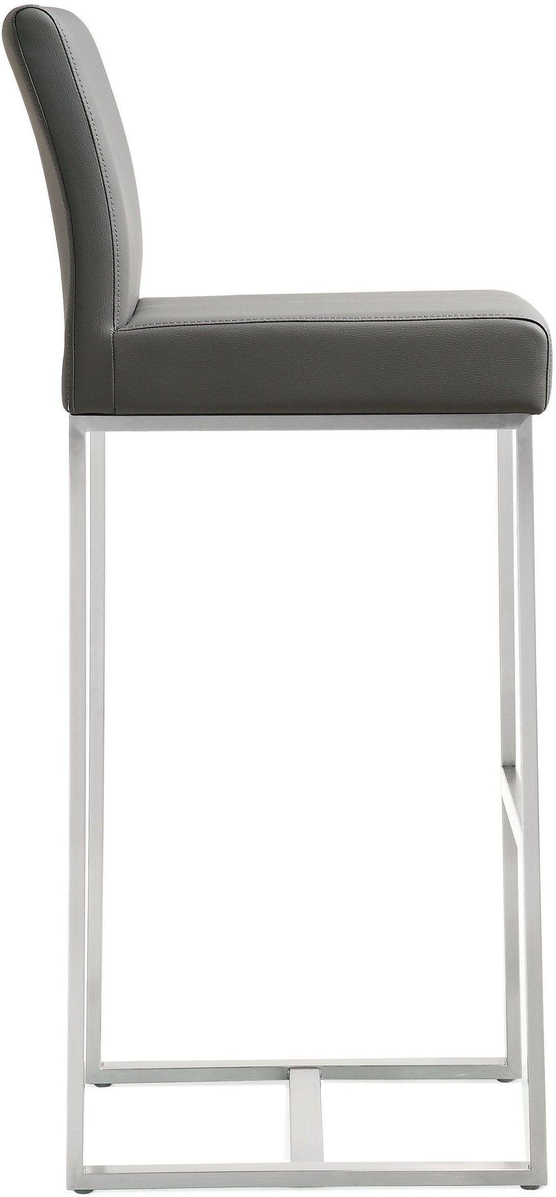 Denmark Grey Performance Vegan Leather Bar Stool with Silver Base - Set of 2