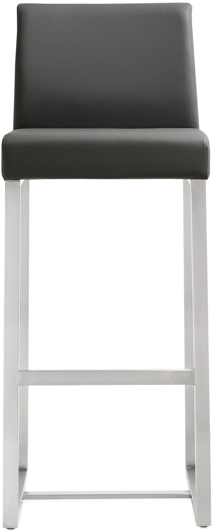 Denmark Grey Performance Vegan Leather Bar Stool with Silver Base - Set of 2