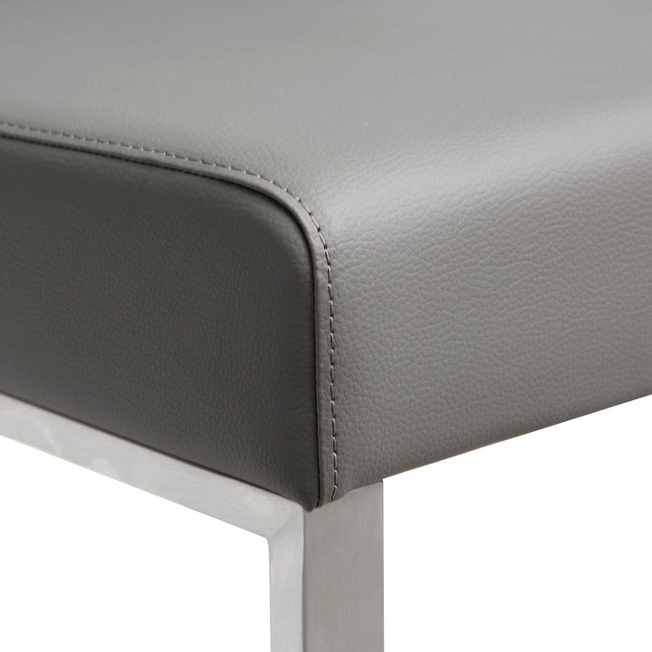Denmark Grey Performance Vegan Leather Bar Stool with Silver Base - Set of 2
