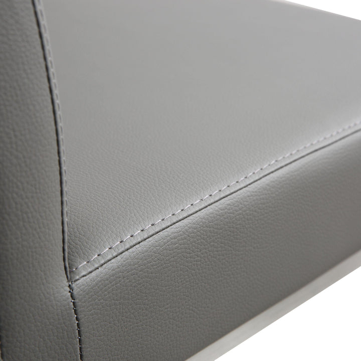 Denmark Grey Performance Vegan Leather Bar Stool with Silver Base - Set of 2