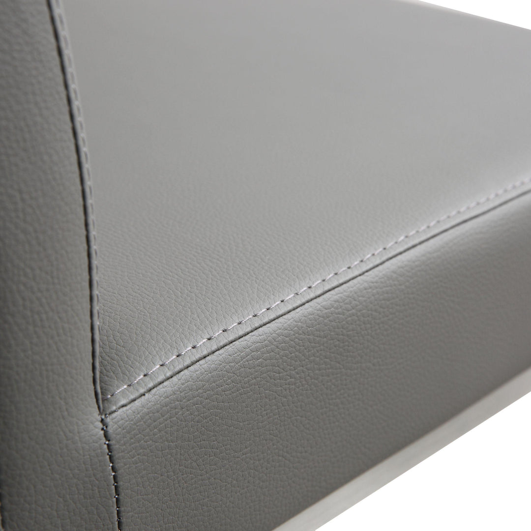 Denmark Grey Performance Vegan Leather Bar Stool with Silver Base - Set of 2
