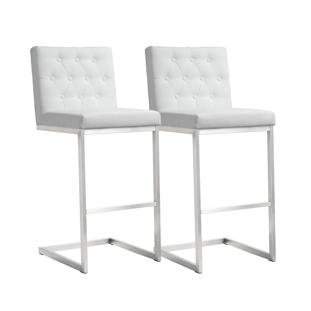 Helsinki White Performance Vegan Leather Stool - Set of 2 - Bar Height