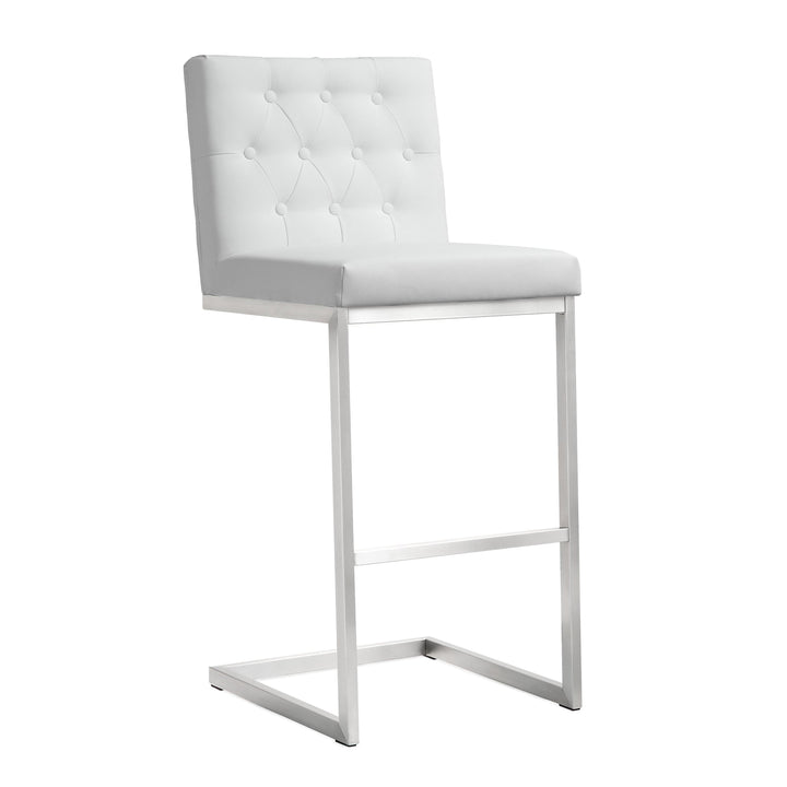 Helsinki White Performance Vegan Leather Stool - Set of 2 - Bar Height