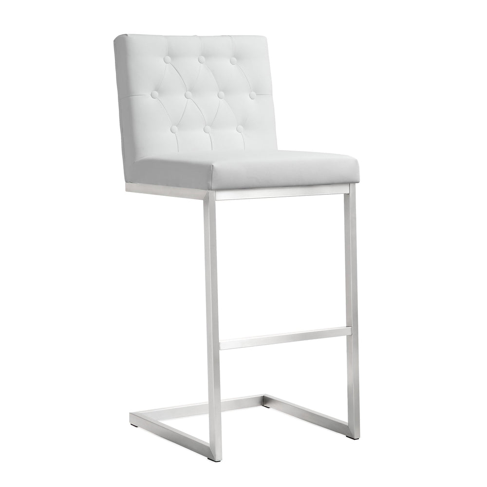 Helsinki White Performance Vegan Leather Stool - Set of 2 - Bar Height