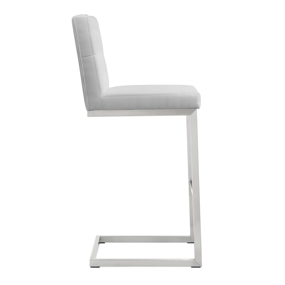 Helsinki White Performance Vegan Leather Stool - Set of 2 - Bar Height
