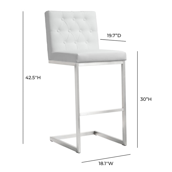 Helsinki White Performance Vegan Leather Stool - Set of 2 - Bar Height