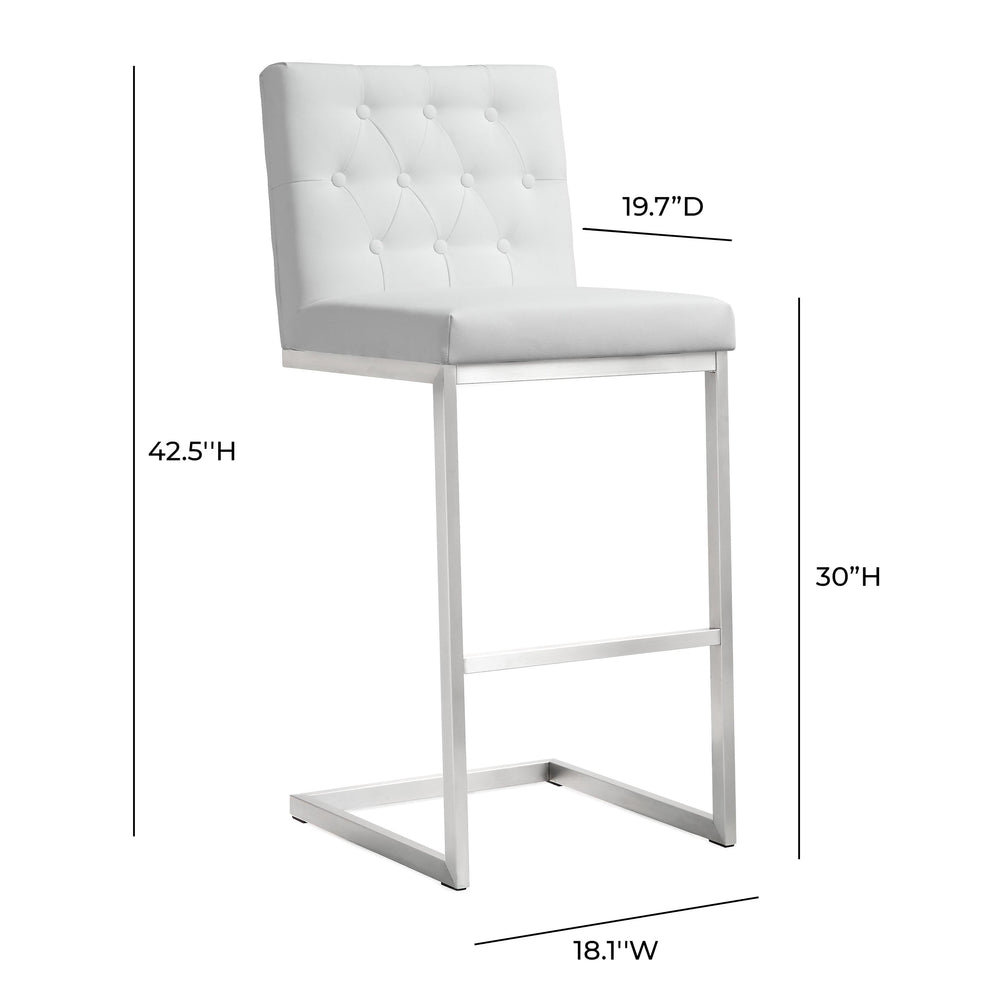 Helsinki White Performance Vegan Leather Stool - Set of 2 - Bar Height