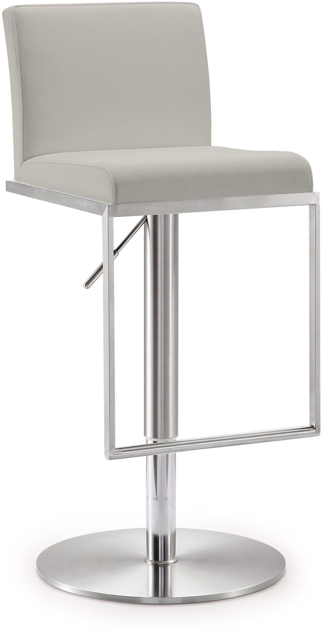 Amalfi Light Grey Performance Vegan Leather Adjustable Stool