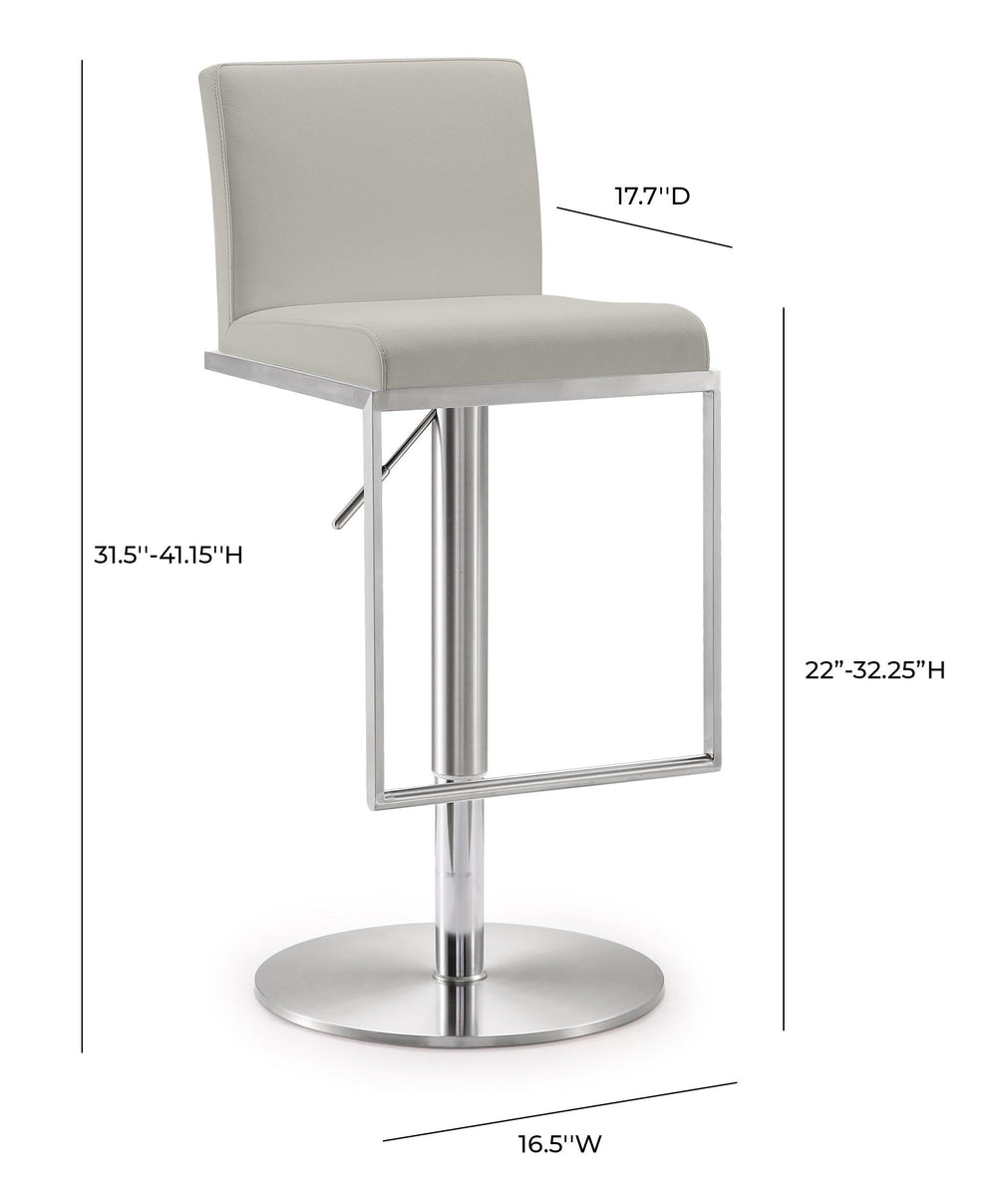 Amalfi Light Grey Performance Vegan Leather Adjustable Stool