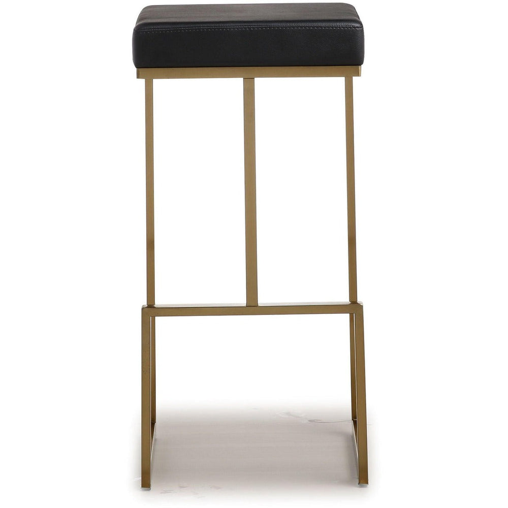 Ferrara Black Performance Vegan Leather and Gold Steel Barstool - Set of 2