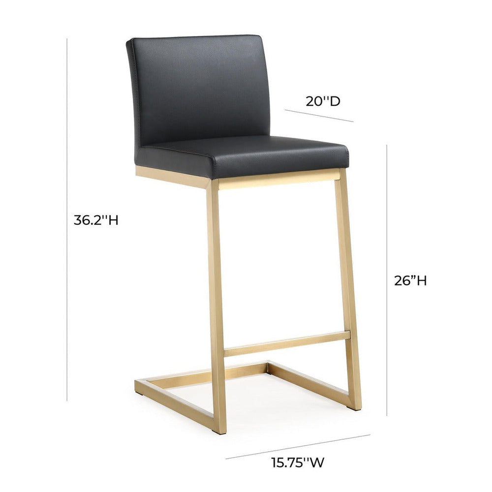 Parma Performance Vegan Leather and Gold Stainless Steel Counter Stool - Set of 2