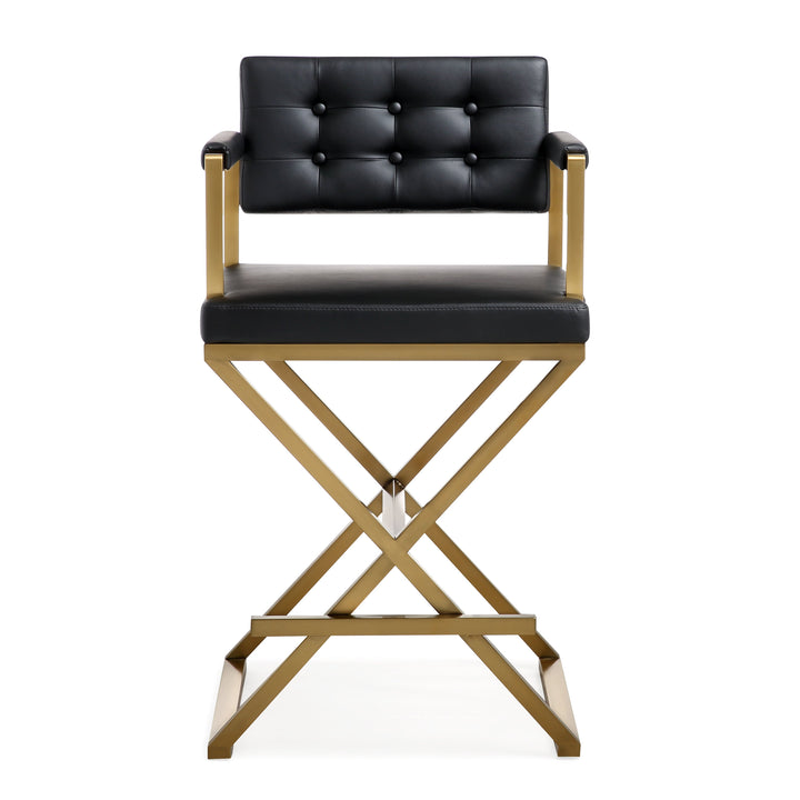 Director Black Performance Vegan Leather Counter Stool with Gold Base