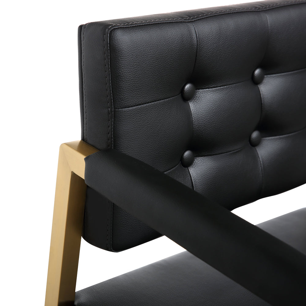 Director Black Performance Vegan Leather Counter Stool with Gold Base