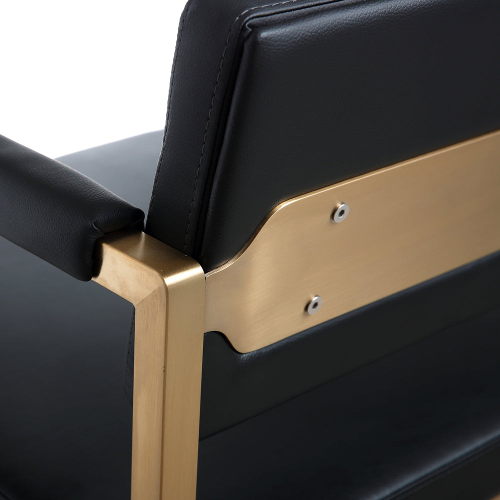 Director Black Performance Vegan Leather Counter Stool with Gold Base