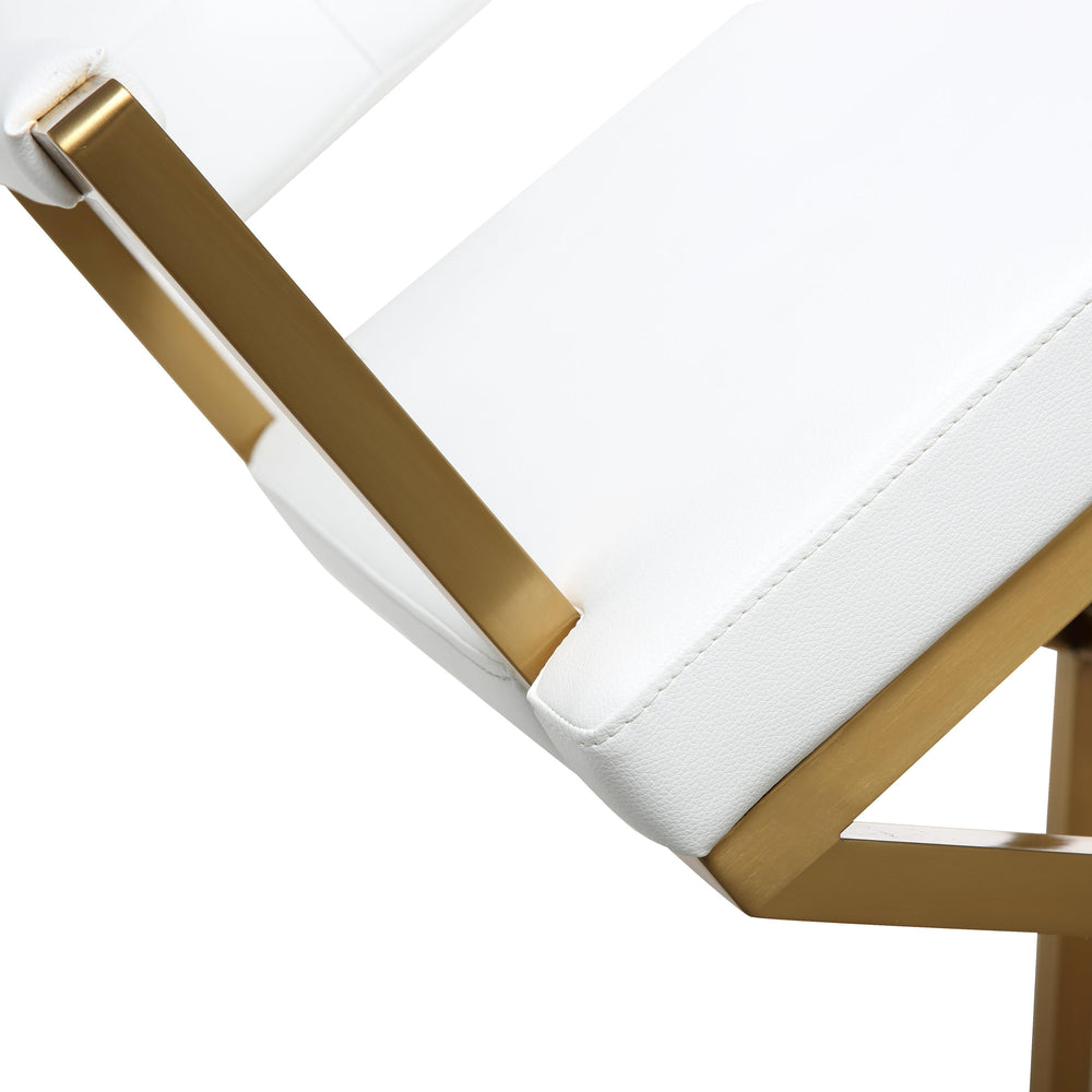 Director White Performance Vegan Leather Counter Stool with Gold Base