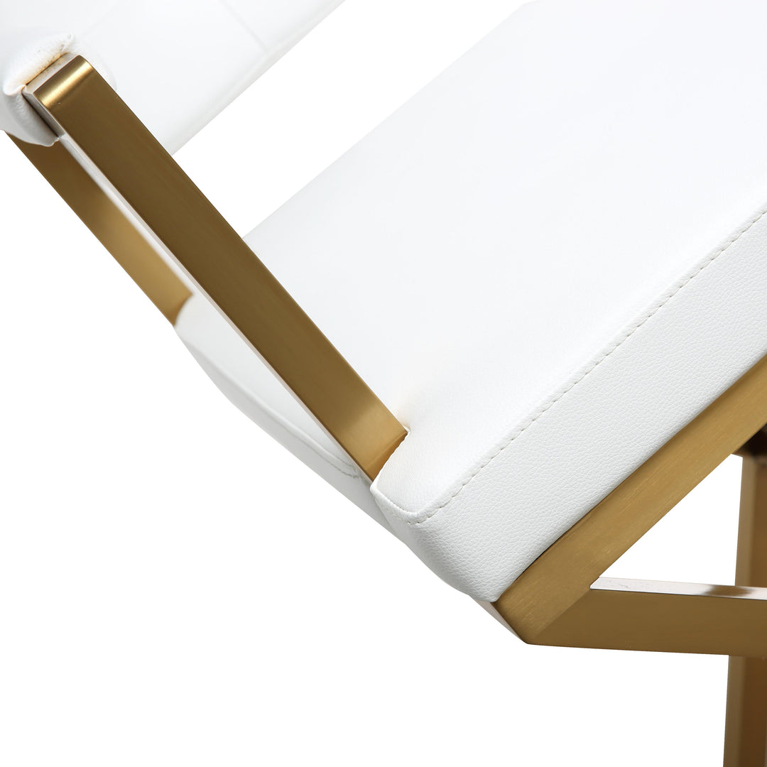 Director White Performance Vegan Leather Counter Stool with Gold Base