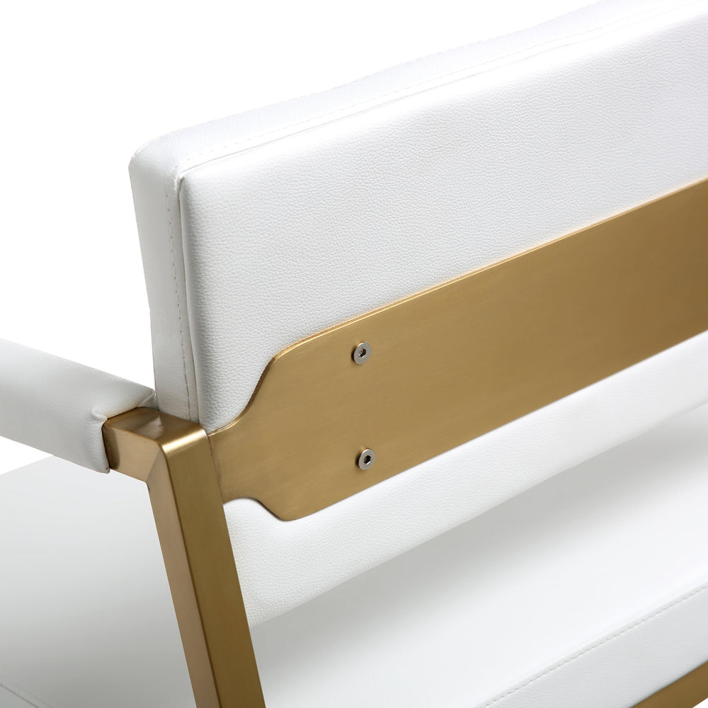 Director White Performance Vegan Leather Counter Stool with Gold Base