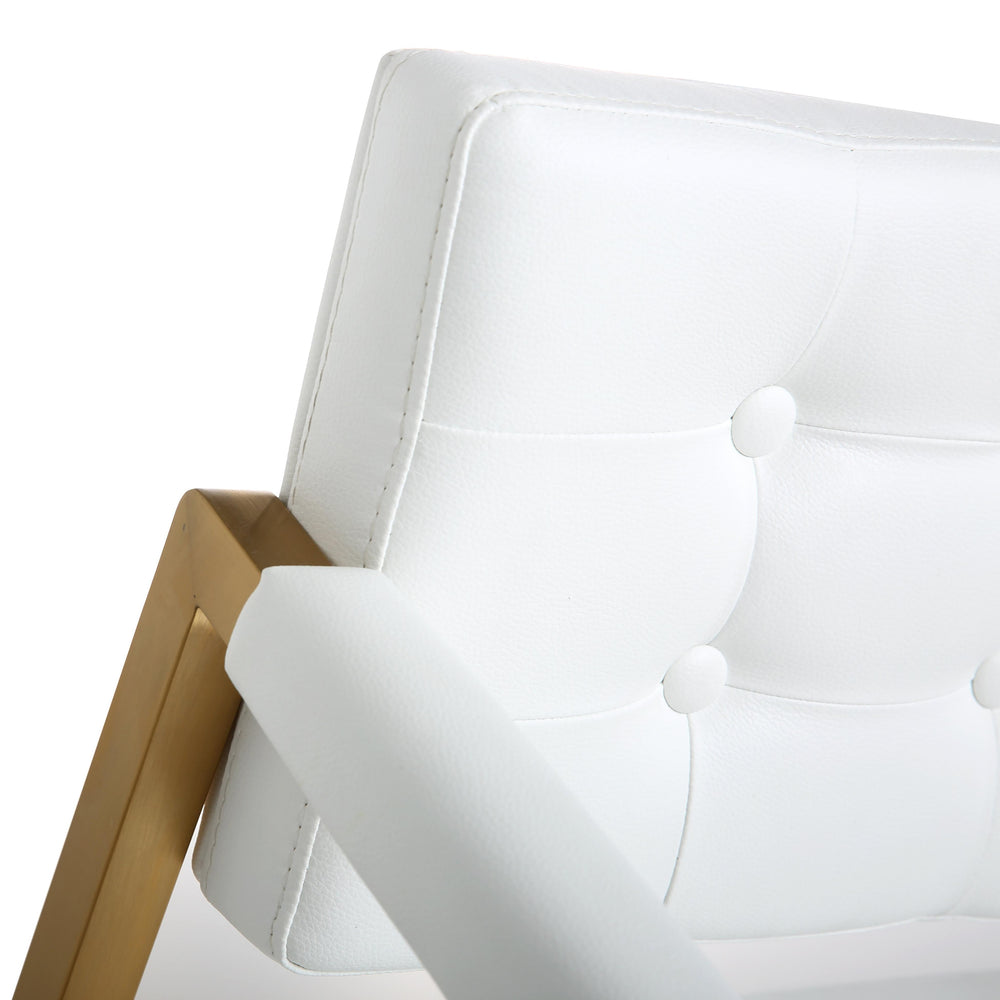 Director White Performance Vegan Leather Counter Stool with Gold Base