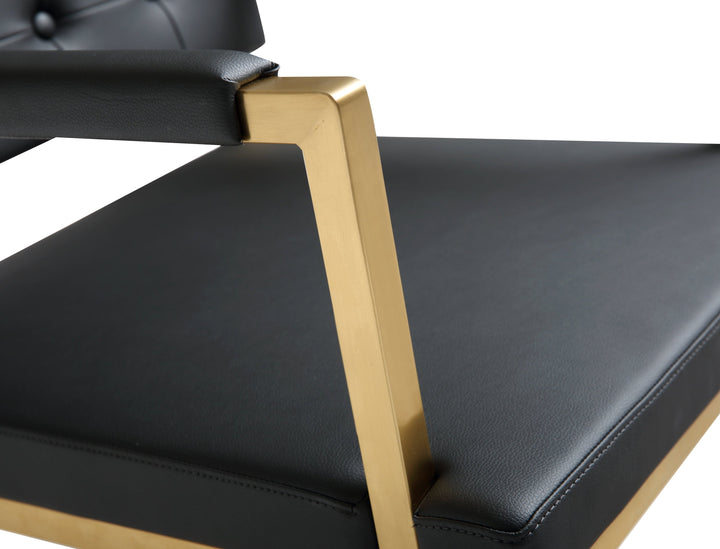 Director Black Performance Vegan Leather Bar Stool with Gold Base