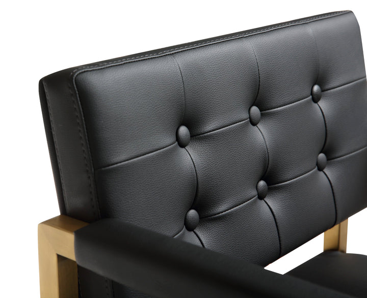 Director Black Performance Vegan Leather Bar Stool with Gold Base