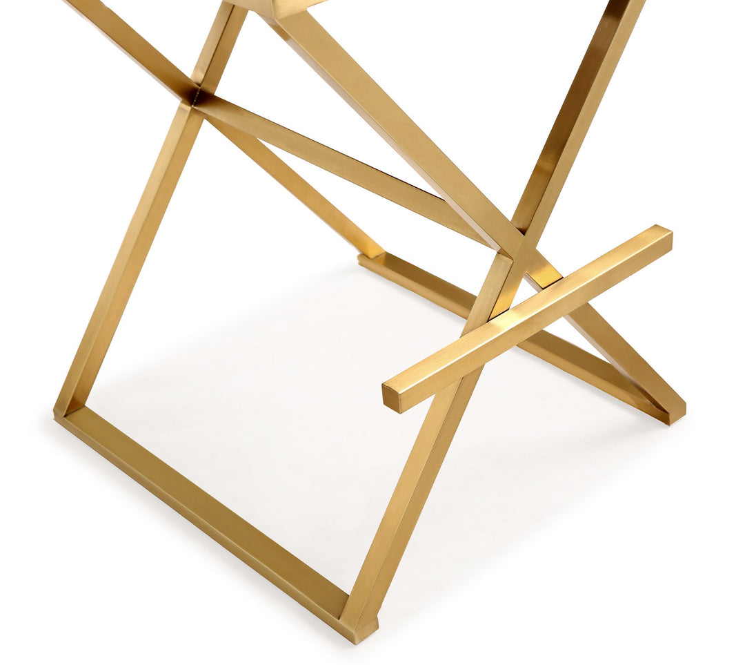 Director Black Performance Vegan Leather Bar Stool with Gold Base