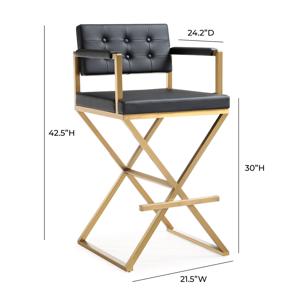 Director Performance Vegan Leather Stool with Gold Base
