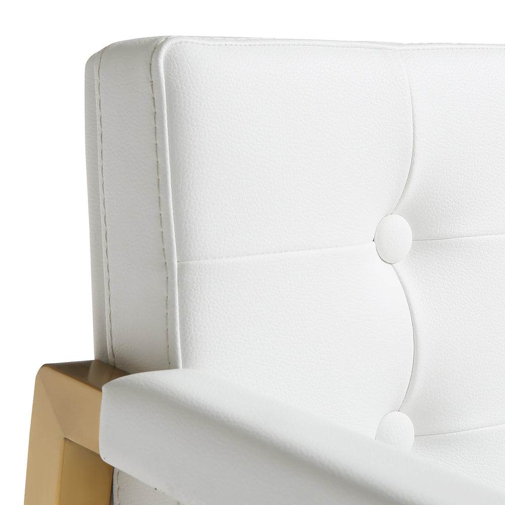 Director White Performance Vegan Leather Bar Stool with Gold Base