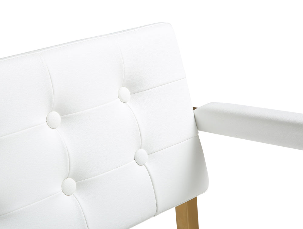 Director White Performance Vegan Leather Bar Stool with Gold Base