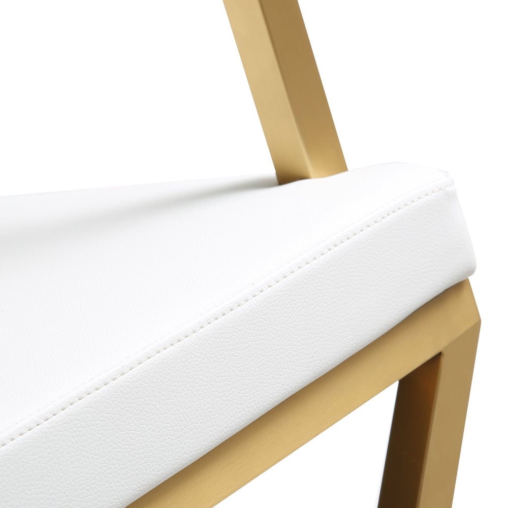 Director White Performance Vegan Leather Bar Stool with Gold Base