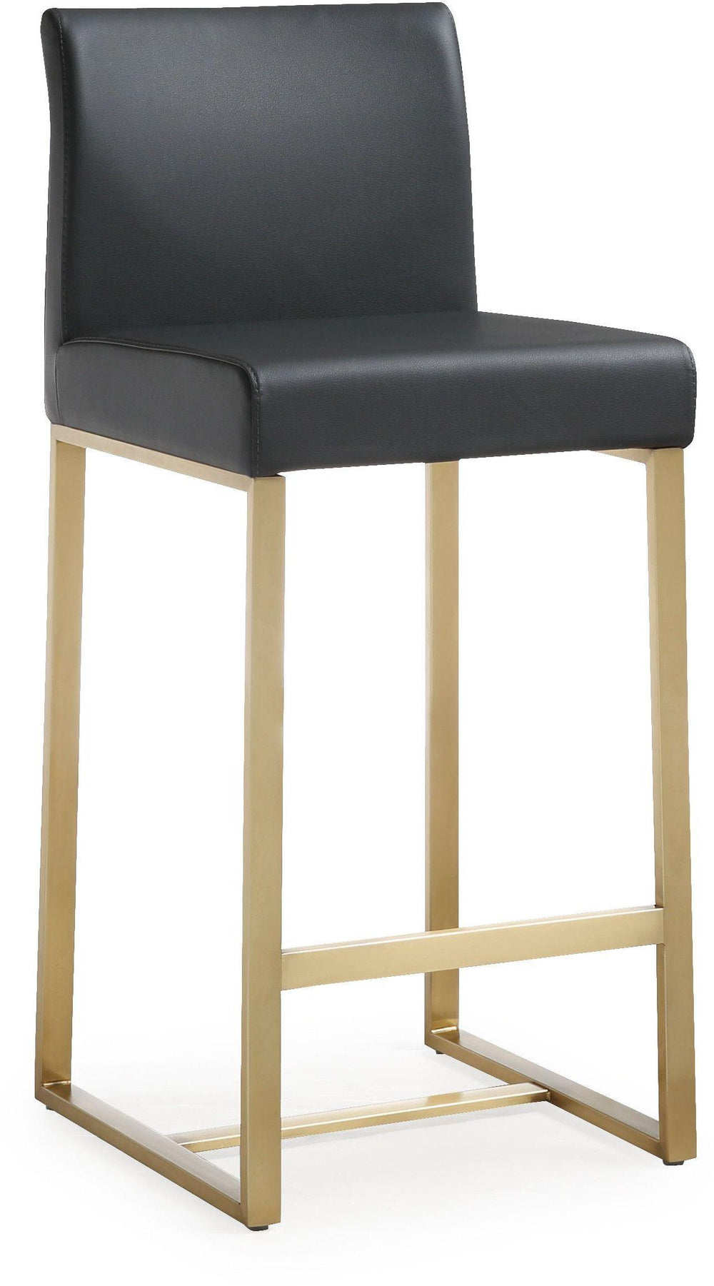 Denmark Black Performance Vegan Leather Counter Stool with Gold Base - Set of 2