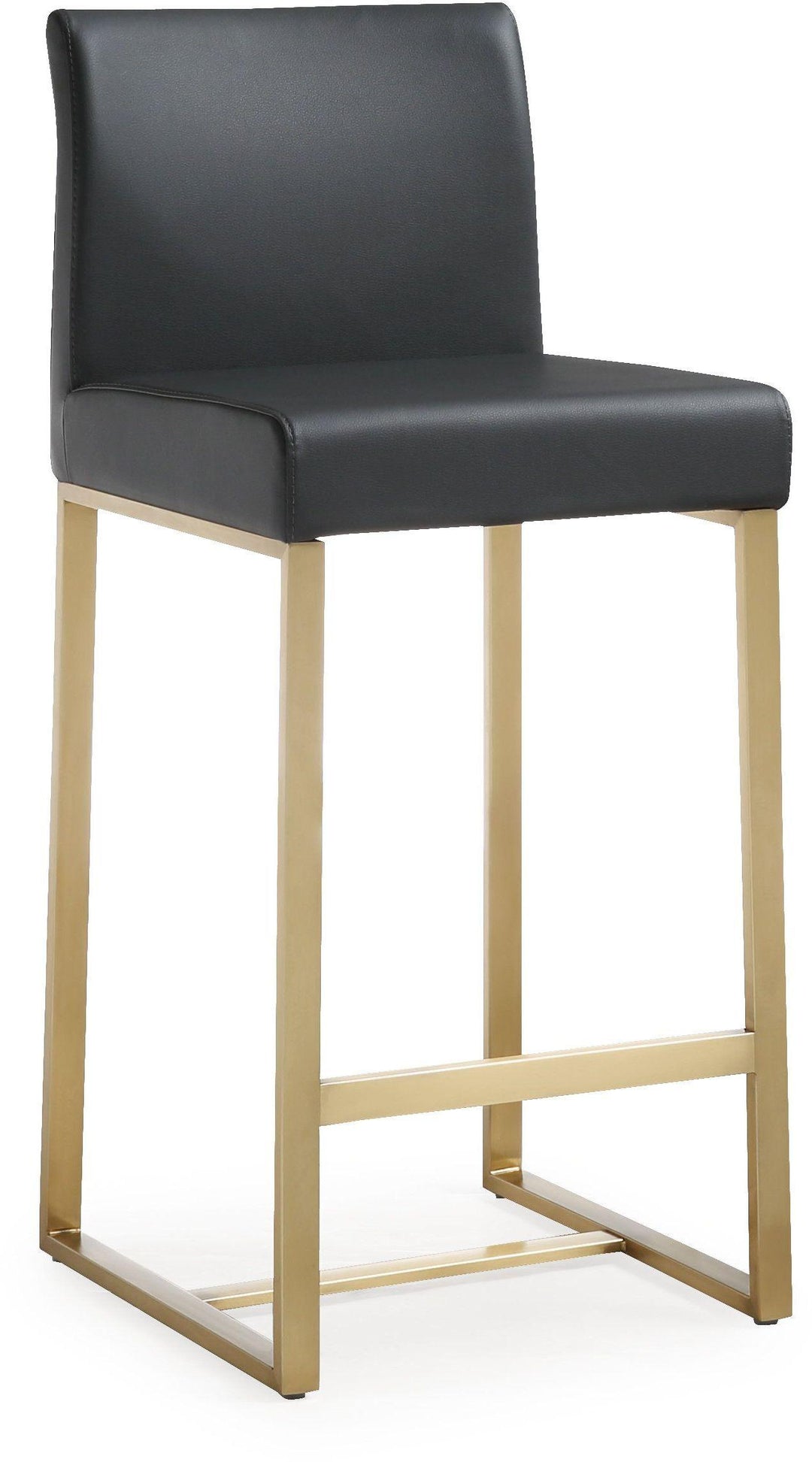 Denmark Black Performance Vegan Leather Counter Stool with Gold Base - Set of 2
