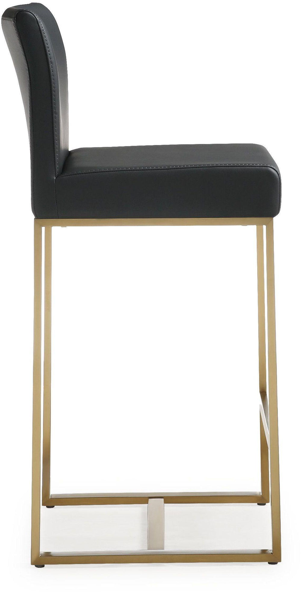 Denmark Black Performance Vegan Leather Counter Stool with Gold Base - Set of 2