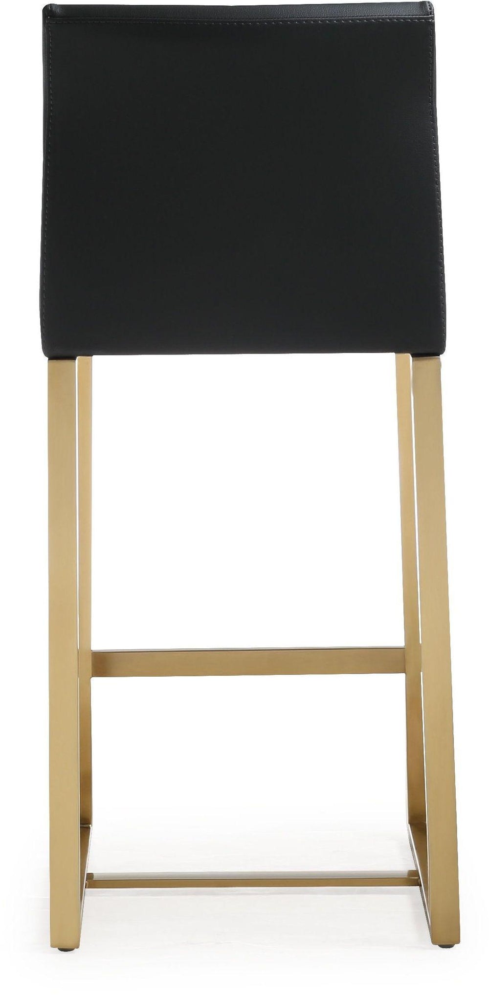 Denmark Black Performance Vegan Leather Counter Stool with Gold Base - Set of 2