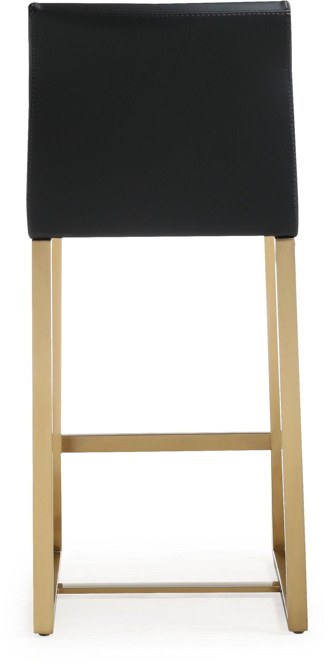 Denmark Black Performance Vegan Leather Counter Stool with Gold Base - Set of 2