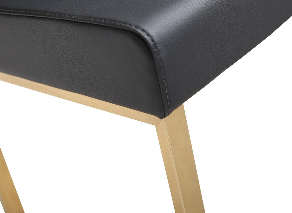 Denmark Black Performance Vegan Leather Counter Stool with Gold Base - Set of 2
